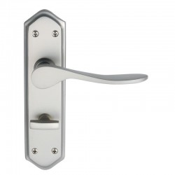 Dale Hardware - Calver Lever Handles On Backplate - SCP Finish - Bathroom