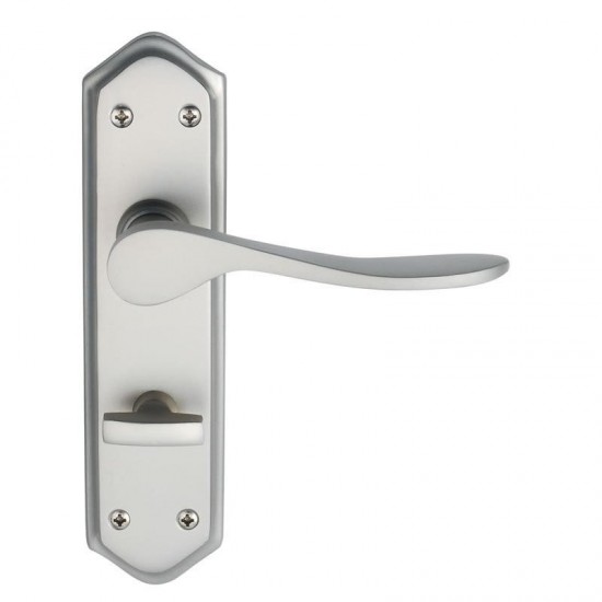 Dale Hardware - Calver Lever Handles On Backplate - SCP Finish - Bathroom