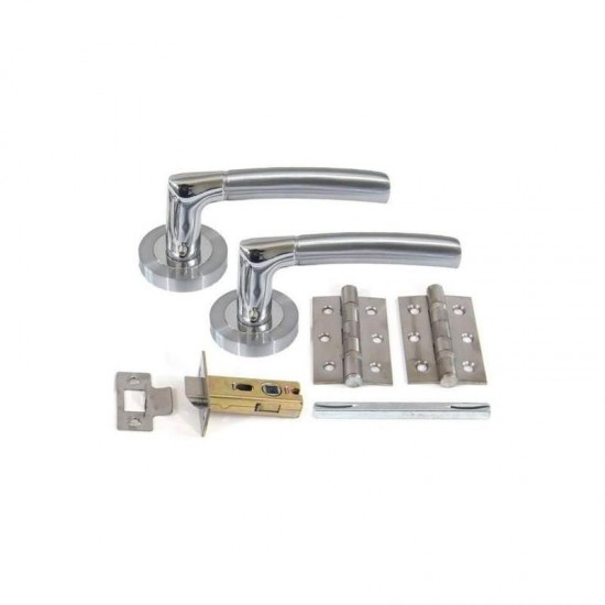 Plus Boxed Internal Door Handle Pack With Handles, Hinges & Latch - Chrome FInish