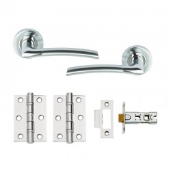 Plus Boxed Internal Door Handle Pack With Handles, Hinges & Latch - Chrome FInish