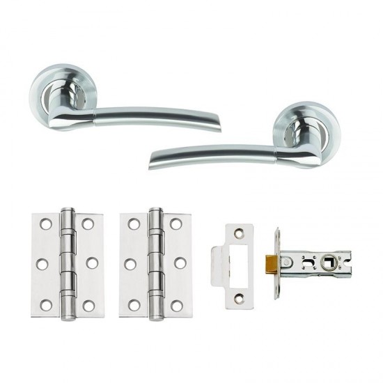 Plus Boxed Internal Door Handle Pack With Handles, Hinges & Latch - Chrome FInish