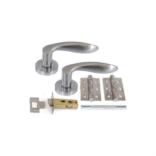 Open Boxed Internal Door Handle Pack With Handles, Hinges & Latch - Chrome Finish
