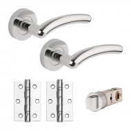 Wave Smart Latch Internal Door Handle Pack With Handles, Hinges & Latch - Chrome Finish