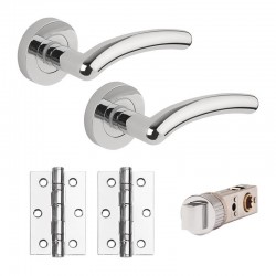 Wave Smart Latch Internal Door Handle Pack With Handles, Hinges & Latch - Chrome Finish