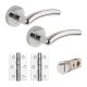 Wave Smart Latch Internal Door Handle Pack With Handles, Hinges & Latch - Chrome Finish