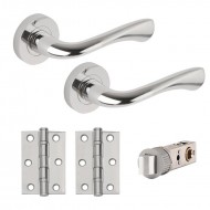 Zone Smart Latch Internal Door Handle Pack With Handles, Hinges & Latch - Chrome Finish