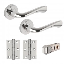 Zone Smart Latch Internal Door Handle Pack With Handles, Hinges & Latch - Chrome Finish