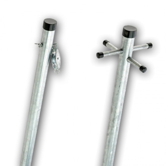 2.4m Cleat and Pulley + One Piece Standard Clothes Post (Twin Pack)