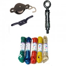 Wall to Wall Cleat and Pulley Complete Set With 20m Line