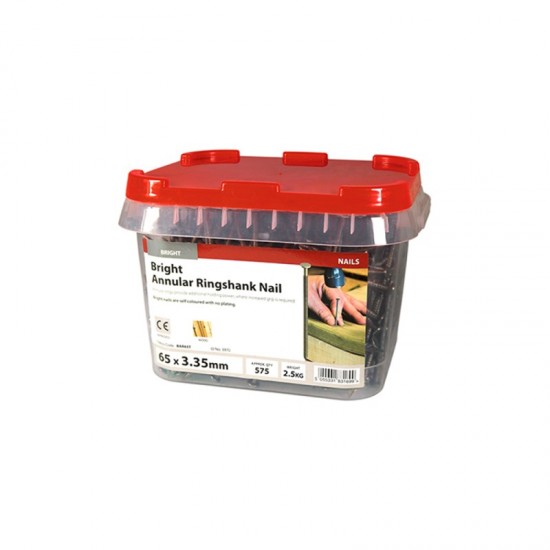Timco Bright Annular Ringshark Nails - 65mm x 3.35mm - 2.5kg Bag