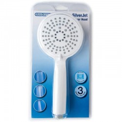 EuroShowers Silver Jet Three Function Shower Head - White
