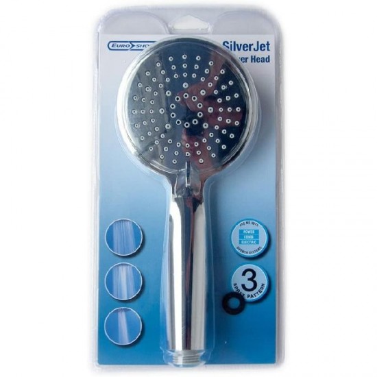 EuroShowers Silver Jet Three Function Shower Head - Chrome