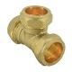 Oracstar 22mm Compression Equal Tee - Brass For Plumbing