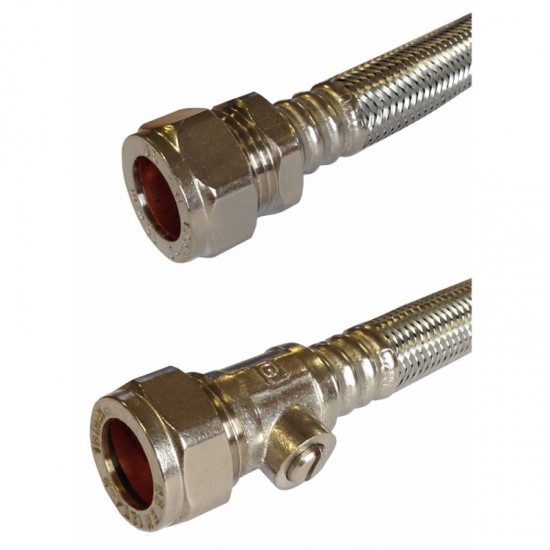Oracstar 15mm x 15mm x 500mm Flexible Connector with Isolating Valve