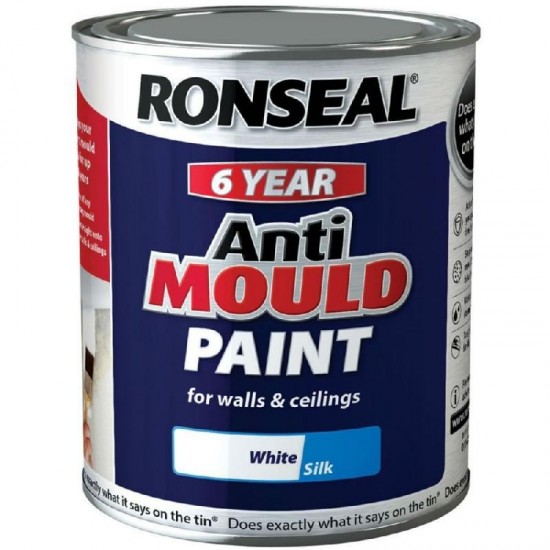 Ronseal 6 Year Anti Mould Paint - Silk White - 2.5L