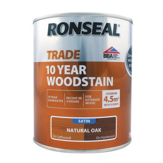 Ronseal Trade 10yr Woodstain - Natural Oak - 2.5L