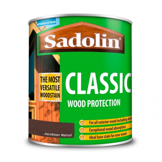 Sadolin Classic All Purpose Woodstain - Jacobean Walnut - 1L