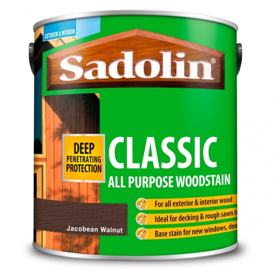 Sadolin Classic All Purpose Woodstain - Jacobean Walnut - 2.5L
