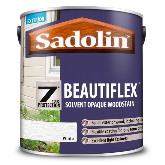 Sadolin Beautiflex Solvent Opaque Woodstain - White - 2.5L
