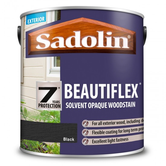 Sadolin Beautiflex Solvent Opaque Woodstain - Black - 2.5L