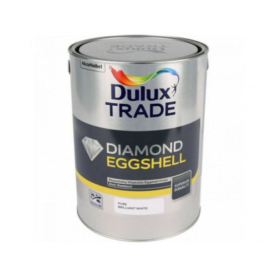 Dulux Trade 5L Diamond Eggshell Paint - Pure Brilliant White Finish