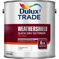 Dulux Trade Weathershield Exterior Quick Dry Gloss Paint - Pure Brilliant White - 2.5L