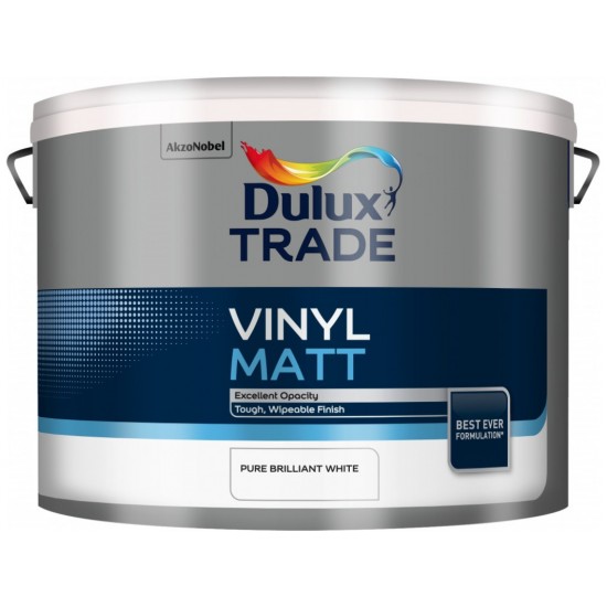 Dulux Trade 10L Vinyl Matt - Pure Brilliant White Finish