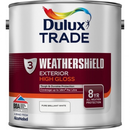 Dulux Trade 2.5L Weathershield Exterior High Gloss - Brilliant White - 2.5L