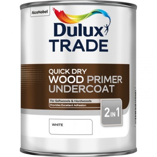 Dulux Trade 1L Quick Dry Wood Primer Undercoat - White Finish