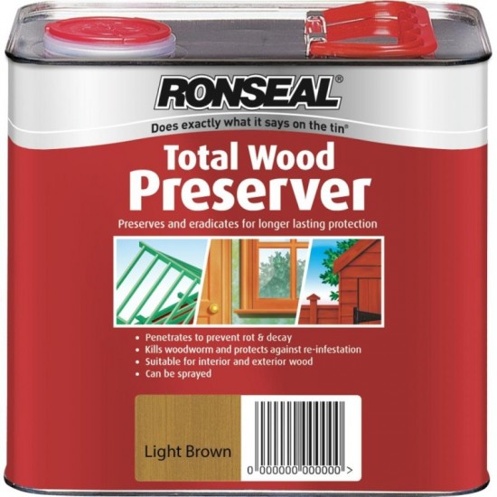 Ronseal Trade Total Wood Preserver - Light Brown - 5L