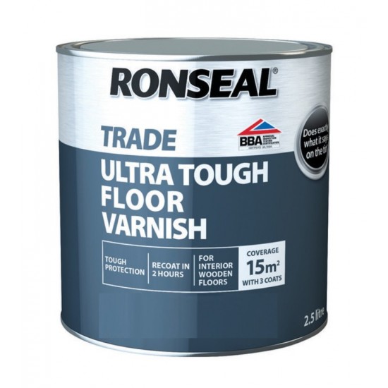Ronseal Trade Ultra Tough Floor Varnish - Clear Satin - 2.5L
