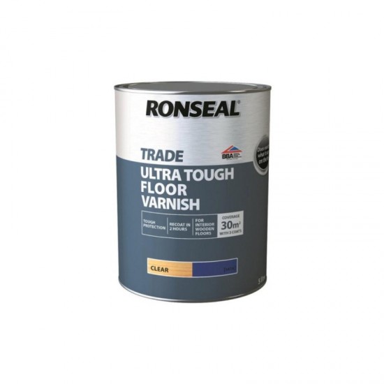 Ronseal Trade Ultra Tough Floor Varnish - Clear Satin - 2.5L