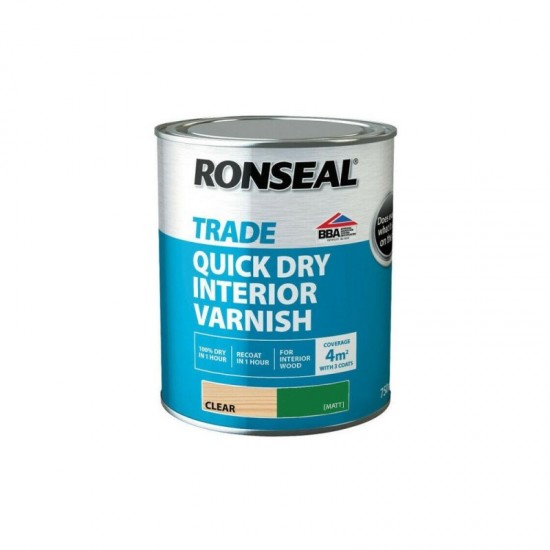Ronseal Trade Quick Dry Interior Varnish - Clear Matt - 750mm