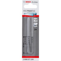 Bosch HSS PointTeQ Drill Bits - 1.5mm x 18mm x 40mm - Pack of 2