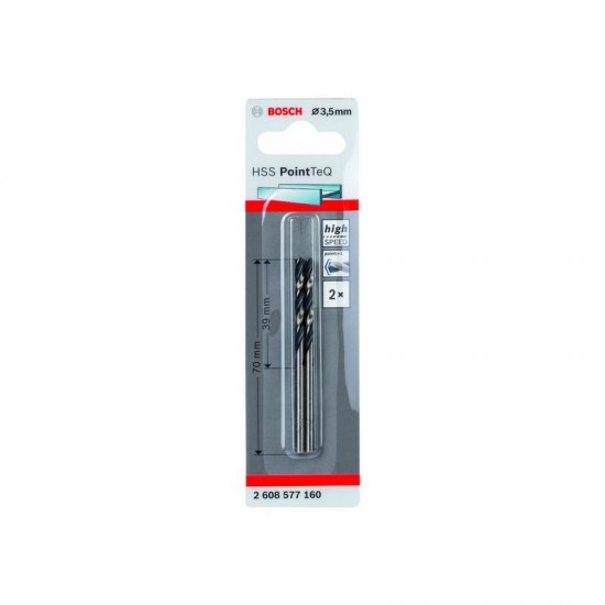 Bosch HSS PointTeQ Drill Bits - 3mm x 33mm x 61mm - Pack of 2