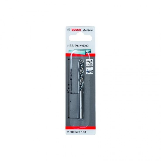 Bosch HSS PointTeQ Drill Bits - 4mm x 43mm x 75mm - Pack of 2