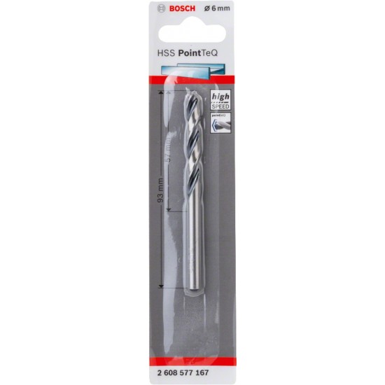 Bosch HSS PointTeQ Drill Bit - 6mm x 57mm x 93mm