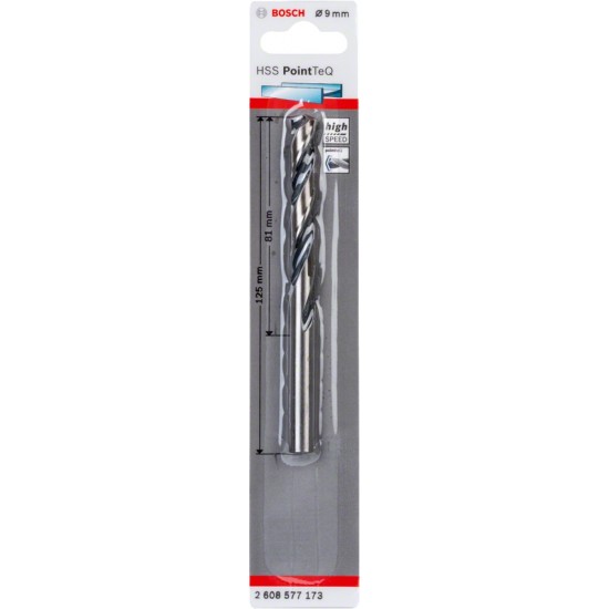 Bosch HSS PointTeQ Drill Bit - 9mm x 81mm x 125mm