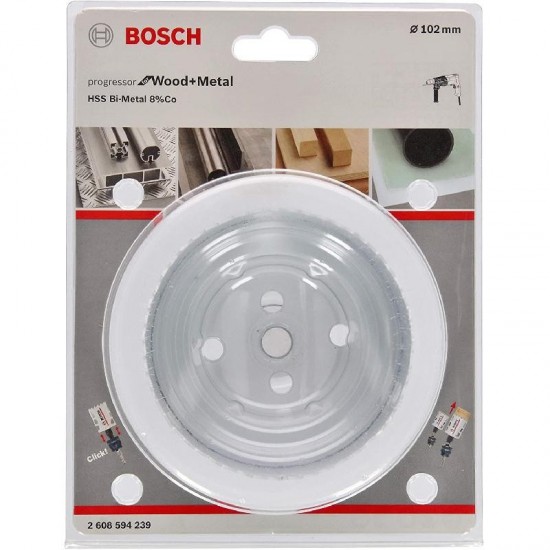 Bosch Hole Saw Cutter Bit - HSS Plastic Wood Bi-Metal - 102mm