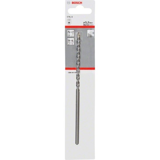 Bosch Silver Percussion Concrete Drill Bit - 5.5mm x 90mm x 150mm