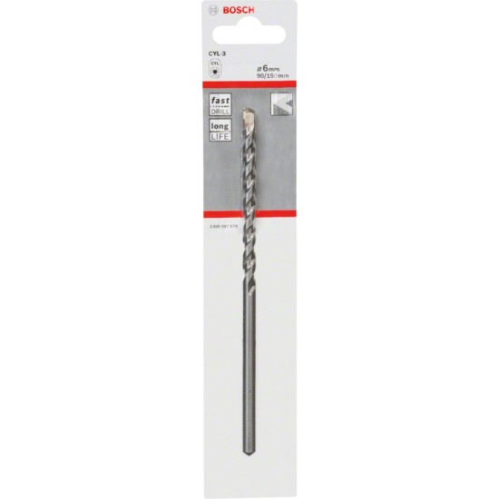 Bosch Silver Percussion Concrete Drill Bit - 9mm x 90mm x 150mm
