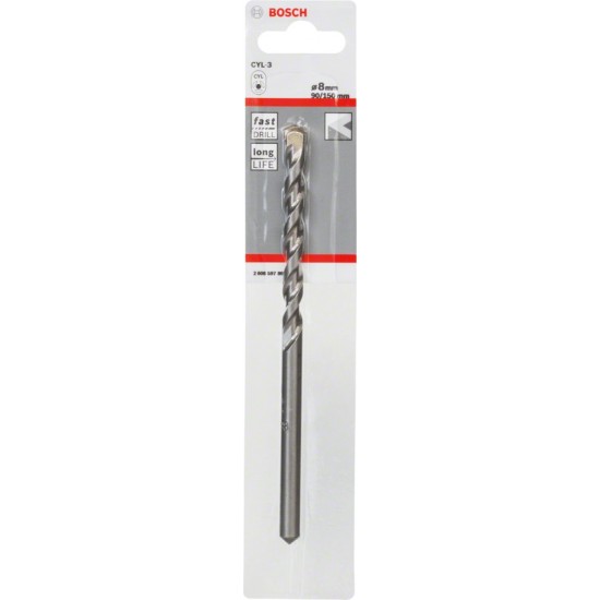 Bosch Silver Percussion Concrete Drill Bit - 8mm x 90mm x 150mm