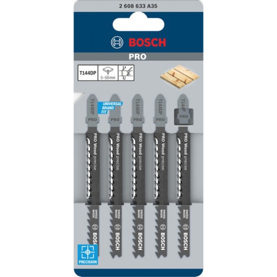 Bosch T144DP Jigsaw Blades Precision for Wood - Pack of 5