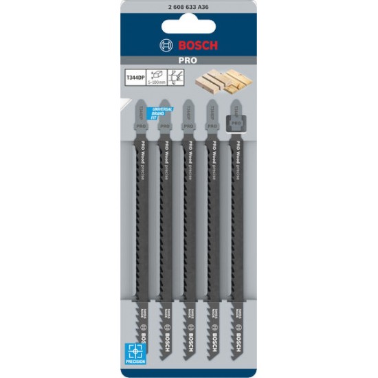 Bosch T344DP Jigsaw Blades Precision for Softwood - Pack of 5