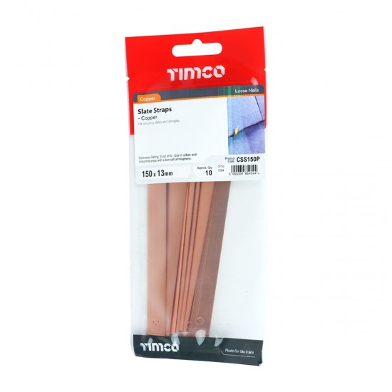 Bag of 10 Copper Slate Straps - 150mm Length