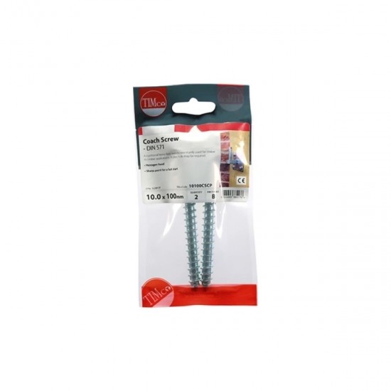 Coach Screws M10x 100mm