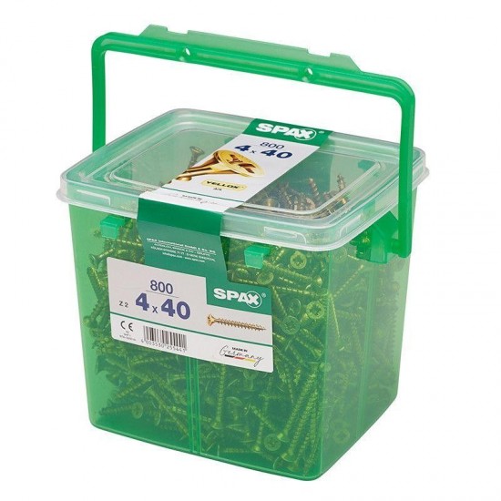 Spax Yellow Coated Pozi Head Screws - 4.0mm x 40mm - Tub of 800