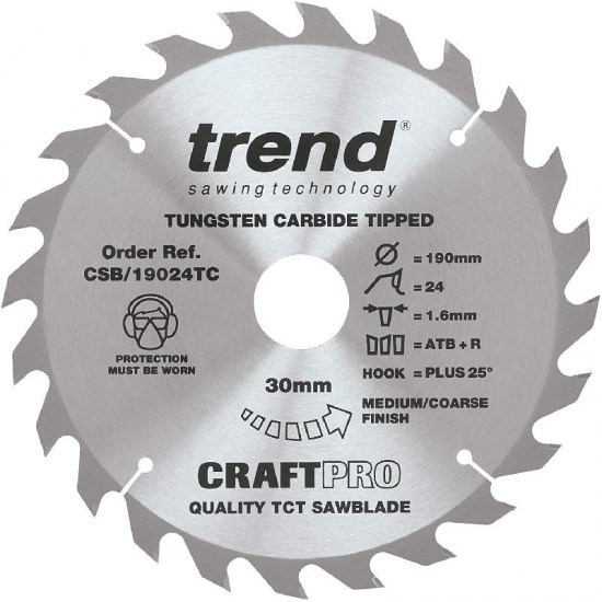 Trend Craft Saw Blade - 190mm x 24T x 30mm x 1.55