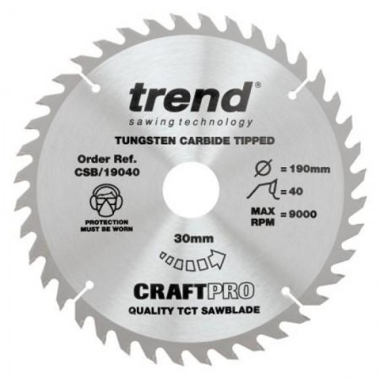 Trend Craft Saw Blade - 190mm x 40T x 30mm