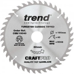 Trend Craft Saw Blade - 190mm x 40T x 30mm